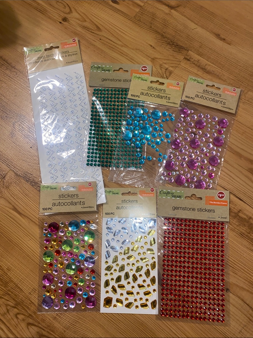 Assorted Gemstone Sticker Pack - Multicolor, Green, Blue, Purple, Red, Gold